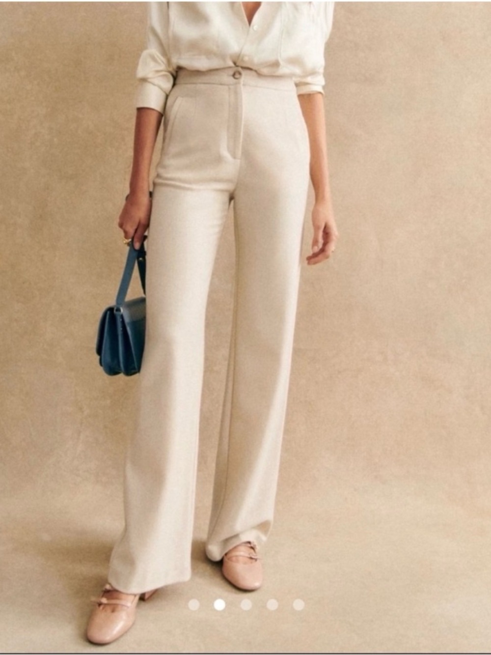 NWT Sézane Martin Wool Trousers in Ecru Size 4/36